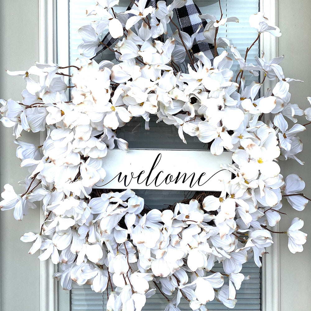 Easter White Flower Garland Dogwood Fresh Garland Buffalo Plaid